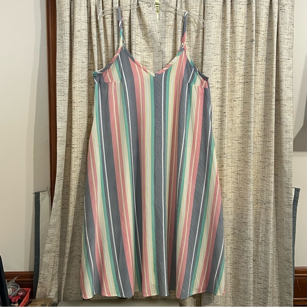Torrid Multi-Color Stripe Challis Midi Dress - 1X